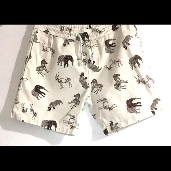 Mens Animal Print Shorts Off White Size Large - Picture 2 of 8